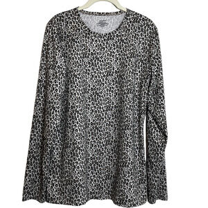 Cuddl Duds Climate Right Womens Base Layer Large Black Animal Print Long Sleeve